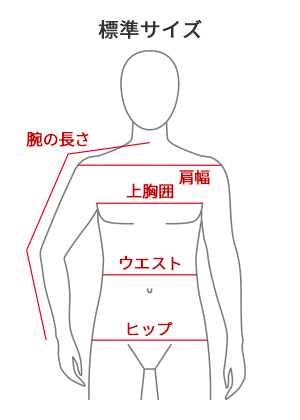 サイズ参照（刺子ジャケット標準サイズ）